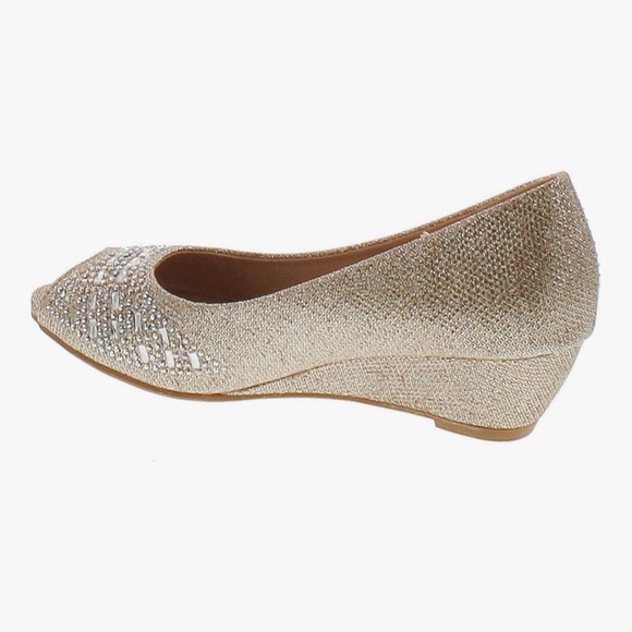 Sparkling Rhinestone Peep-Toe Wedges - Picture 2 of 4